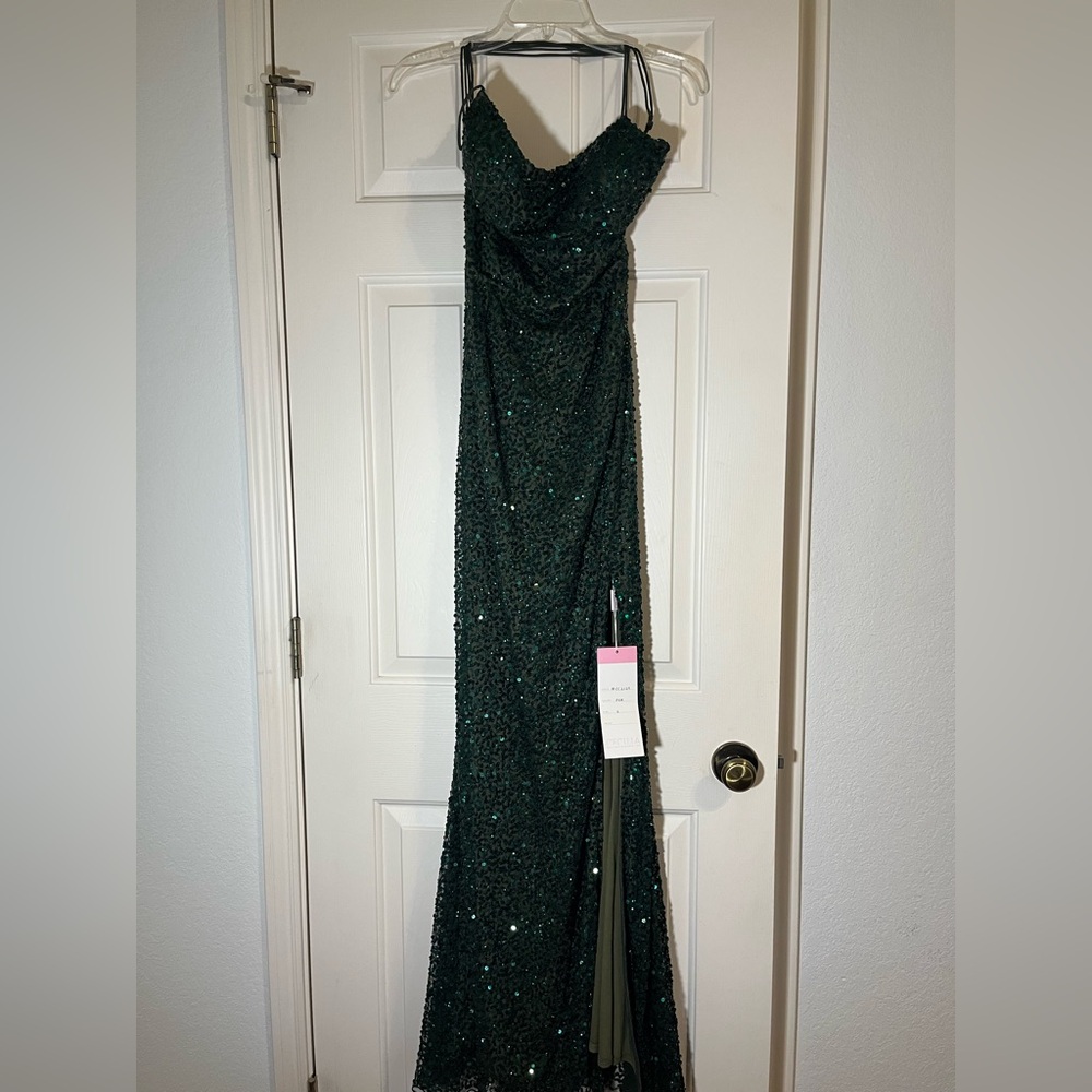 NEVER USED Cecilia Couture - 2129 Square Sequined Long Dress
